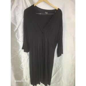 Women's 3/4 Sleeve Black Cotton TShirt Dress Falls Creek XL